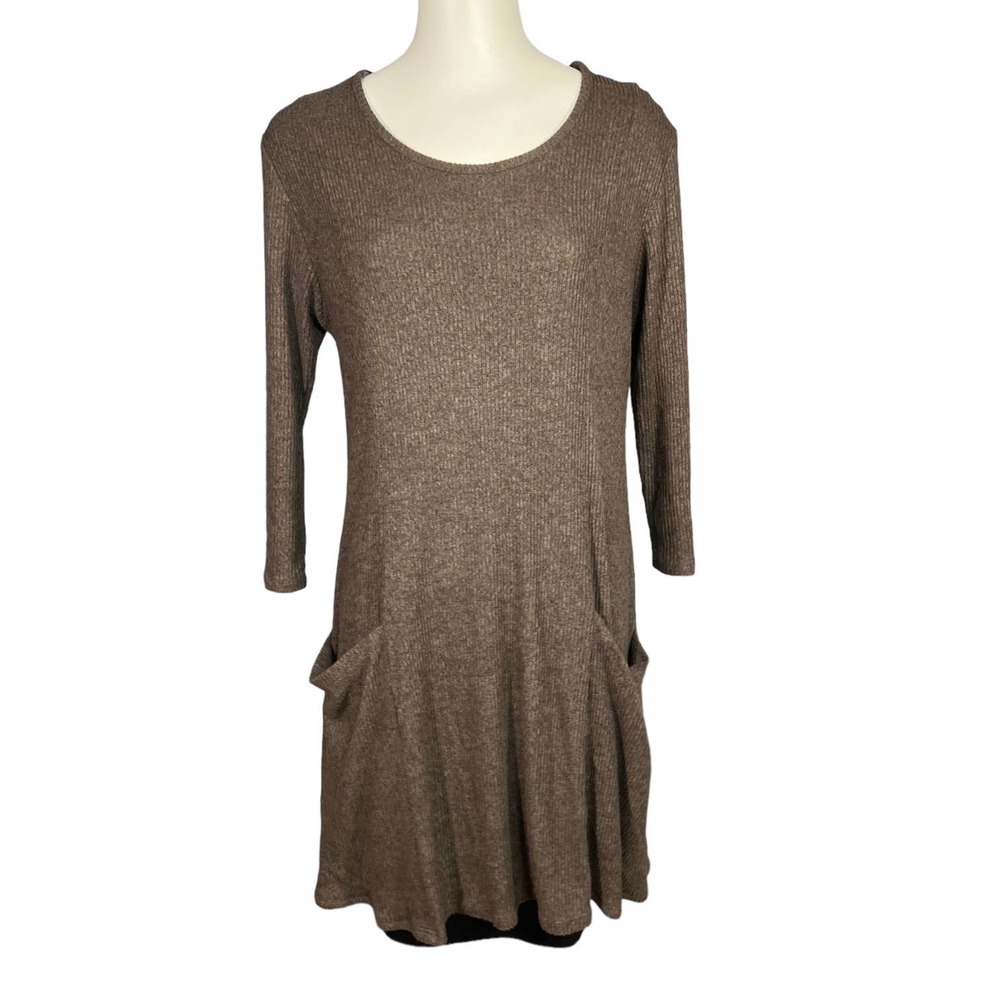 Christian Caliendo (L) Tunic Dress Taupe Pockets